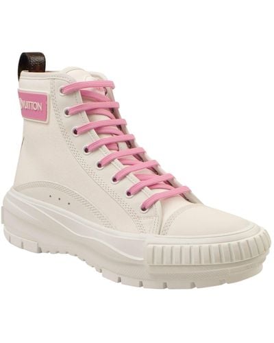 Louis Vuitton White Squad High Top Sneakers - Pink
