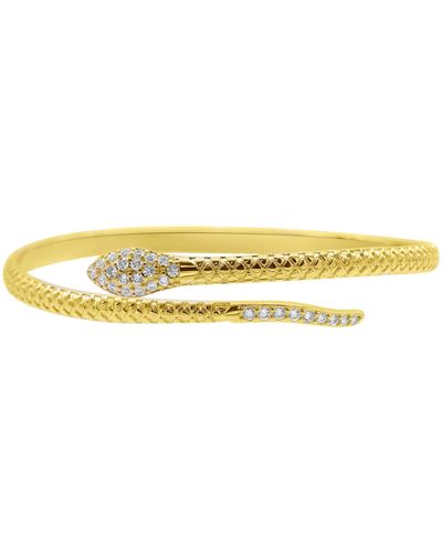 Adornia 14k Gold Plated Adjustable Crystal Snake Cuff - Yellow