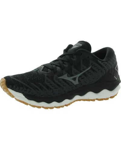 Mizuno Wave Sky 4 Waveknit D Faux Leather Gym Casual And Fashion Sneakers - Black