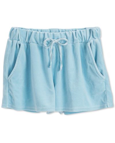 Splendid Velour Drawstring Casual Shorts - Blue