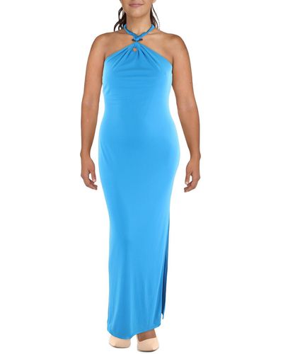 Lauren by Ralph Lauren Zayda Side Slit Long Evening Dress - Blue