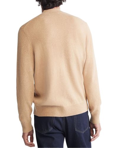Calvin Klein Ribbed Trim Pullover Mock Turtleneck Sweater - Blue
