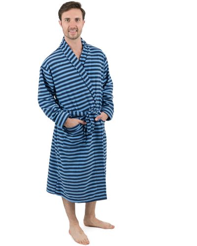 Leveret Fleece Robe And Navy Striped - Blue