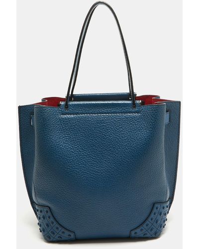 Tod's Pebble Leather Wave Tote - Blue