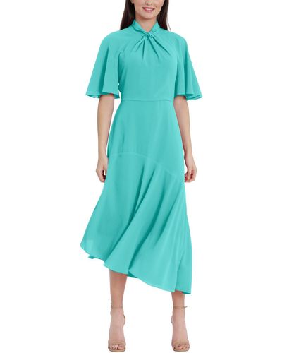 Maggy London Crepe Midi Cocktail And Party Dress - Green