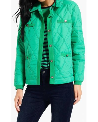NIC+ZOE Knit Trim Puffer Jacket - Green