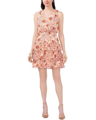 Msk Floral Print Polyester Cocktail And Party Dress - Red