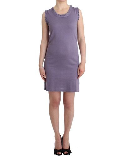 John Galliano Purple Cotton Jersey Dress