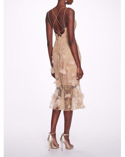 Marchesa Strappy Cocktail Dress - Natural