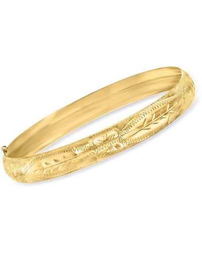 Ross-Simons 14kt Yellow Gold Floral Etched Bangle Bracelet