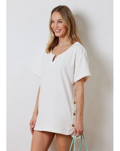Dudley Stephens Crescent Beach Cover-up In Terry Fleece - White