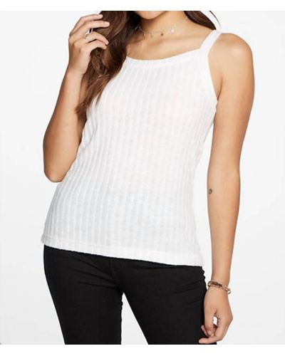 Chaser Brand Baby Rib Square Neck Cropped Tank in Blue