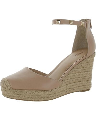 INC Fortune Faux Leather Platform Wedge Heels - Natural