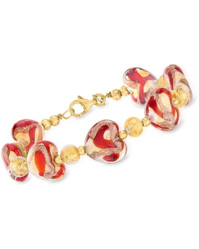 Ross-Simons Italian Murano Glass Heart Bracelet - Multicolor