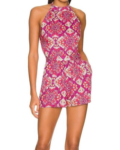 Free People Coral Tides Romper - Red