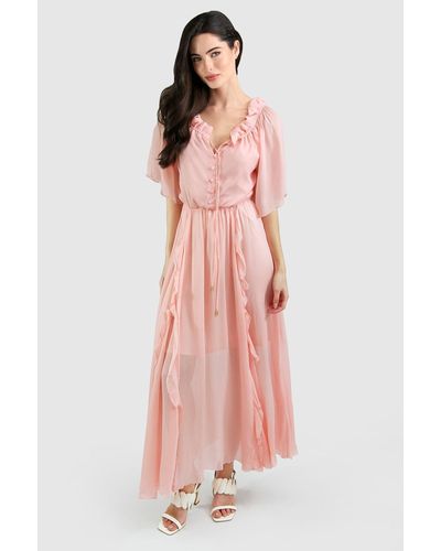 Belle & Bloom Amour Amour Ruffled Midi Dress - Desert Rose - Pink