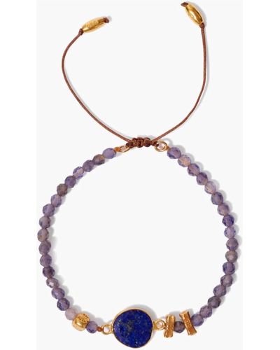 Chan Luu Iolite Pull Tie Bracelet In Blue - Metallic