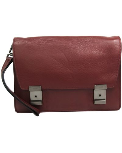 Prada Pony-style Calfskin Clutch Bag (pre-owned) - Red