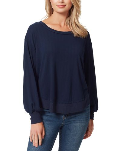 Jessica Simpson Ribbed Crew Neck Pullover Top - Blue