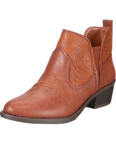 Easy Street Legend Faux Leather Ankle Cowboy - Brown