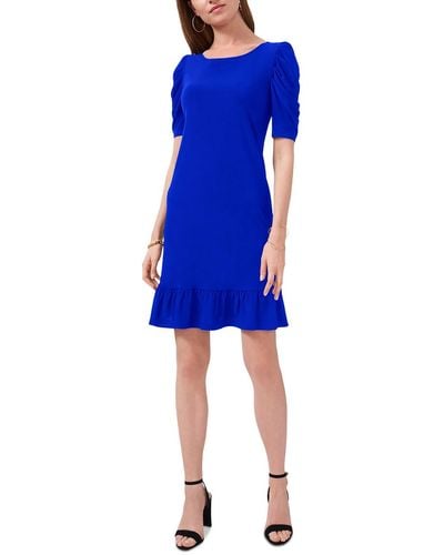 Msk Puff Sleeve Short Mini Dress - Blue