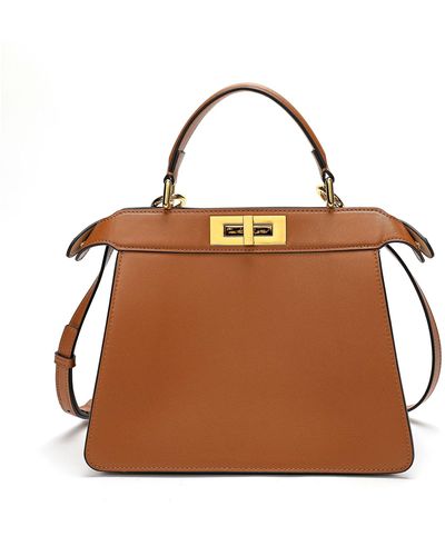 Tiffany & Fred Smooth Nappa Leather Satchel/ Shoulder Bag - Brown