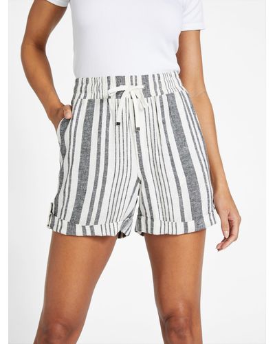 Guess Factory Charlotte Striped Linen Shorts - White