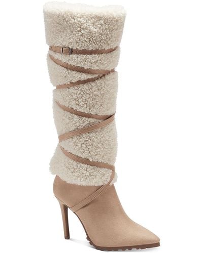 Thalia Sodi Rikka Faux Shearling Strappy Knee-high Boots - Multicolor
