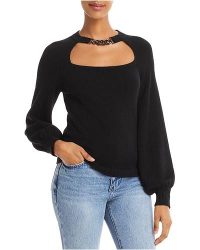Lucy Paris Jett Knit Cut-out Pullover Sweater - Black