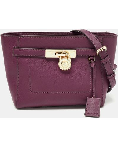 MICHAEL Michael Kors Leather Hamilton Crossbody Bag - Purple