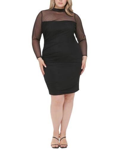 Calvin Klein Plus Ruched Midi Sheath Dress - Black