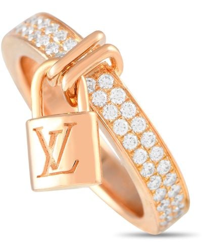 Louis Vuitton 18k Rose 0.40ct Diamond Lock Ring Lv28-103123 - Metallic