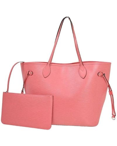 Louis Vuitton Neverfull Mm Leather Tote Bag (pre-owned) - Pink