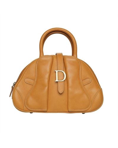 Dior Tan Leather Small Bowler Bag - Brown