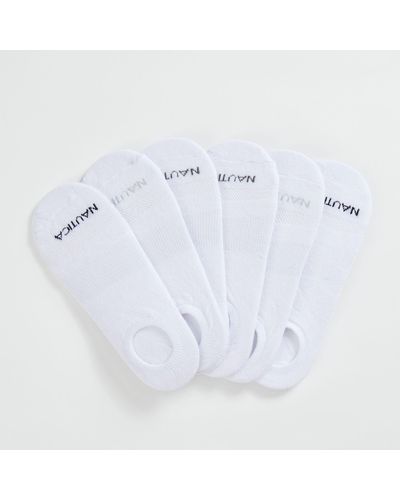 Nautica Logo Stretch Liner Socks, 6-pack - White