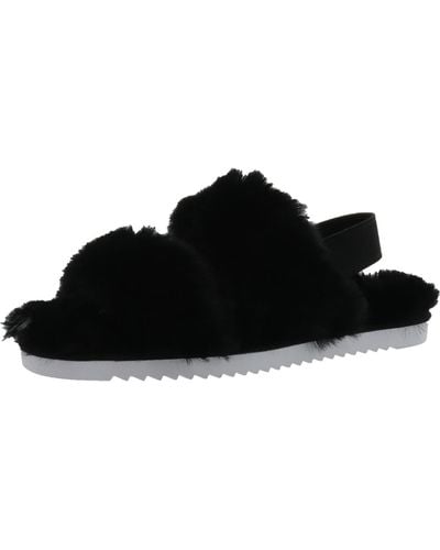 DV by Dolce Vita Pattel Faux Fur Open Toe Slingback Sandals - Black