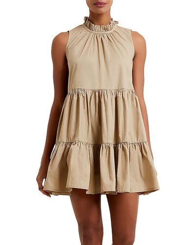 French Connection Tiered Short Mini Dress - Natural