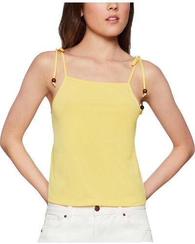 BCBGeneration Tie Shoulder Square Neck Tank Top - Yellow