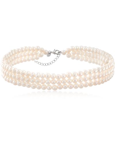 Ross-Simons 5-6mm Cultured Pearl 3-row Choker Necklace - White