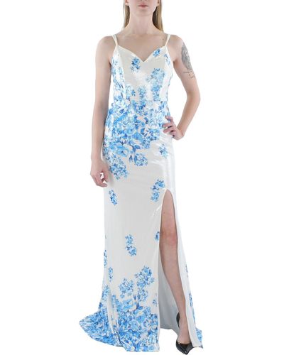 Dear Moon Juniors Sequin Prom Evening Dress - Blue