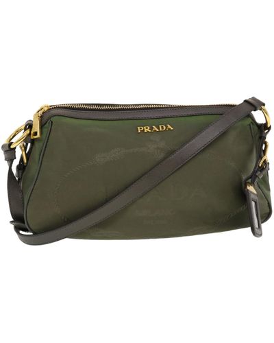 Prada - Women's Emblème Saffiano Shoulder Bag - Green - Synthetic