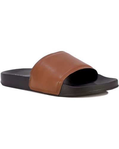Nine West Tiago Faux Leather Pool Slides - Brown