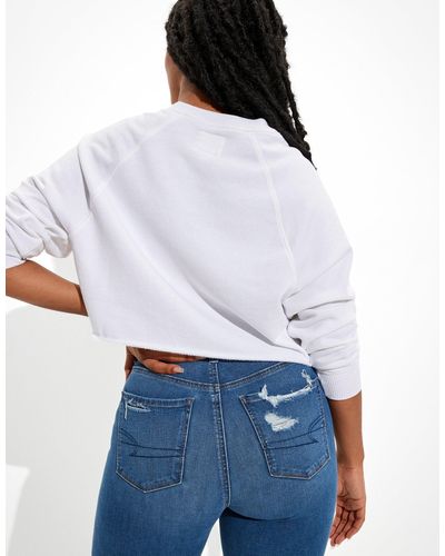 American Eagle Outfitters Ae Dream Ripped Curvy High-waisted jegging Crop - White