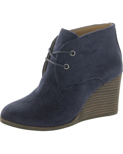 Lucky Brand Shiijo Padded Insole Ankle Wedge Boots - Blue