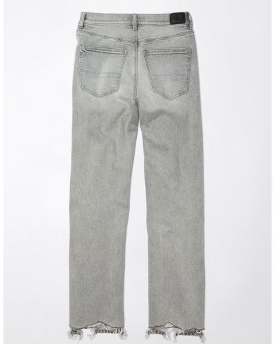 American Eagle Outfitters Ae Strigid Super High-waisted baggy Straight Embellished Jean - Gray