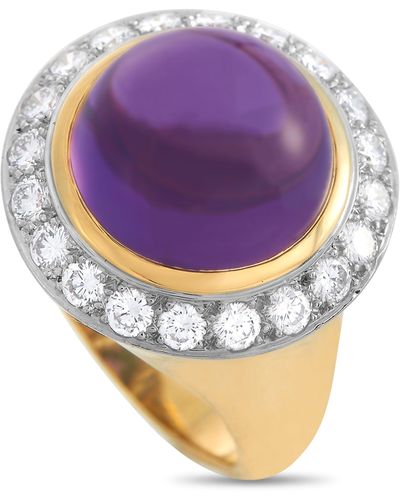 Tiffany & Co. 18k Yellow 1.50 Ct Diamond And Amethyst Ring - Metallic