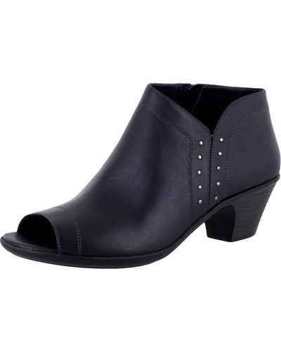 Easy Street Voyage Faux Leather Open Toe Ankle Boots - Blue