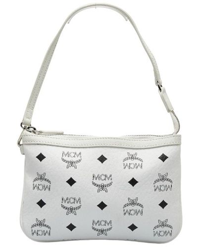 MCM Visetos Leather Clutch Bag (pre-owned) - White