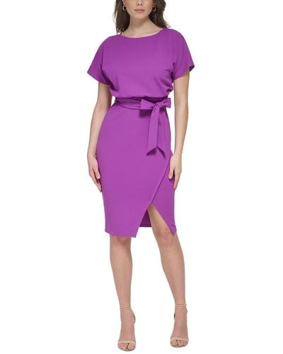 Kensie Roundneck Knee-length Cocktail And Party Dress - Purple
