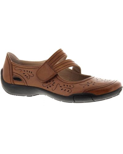 Ros Hommerson Chelsea Leather Laser Cut Mary Janes - Brown